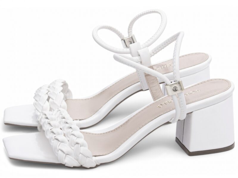 detalhe salto 5,5cm branco sandália feminina | VitriNerm