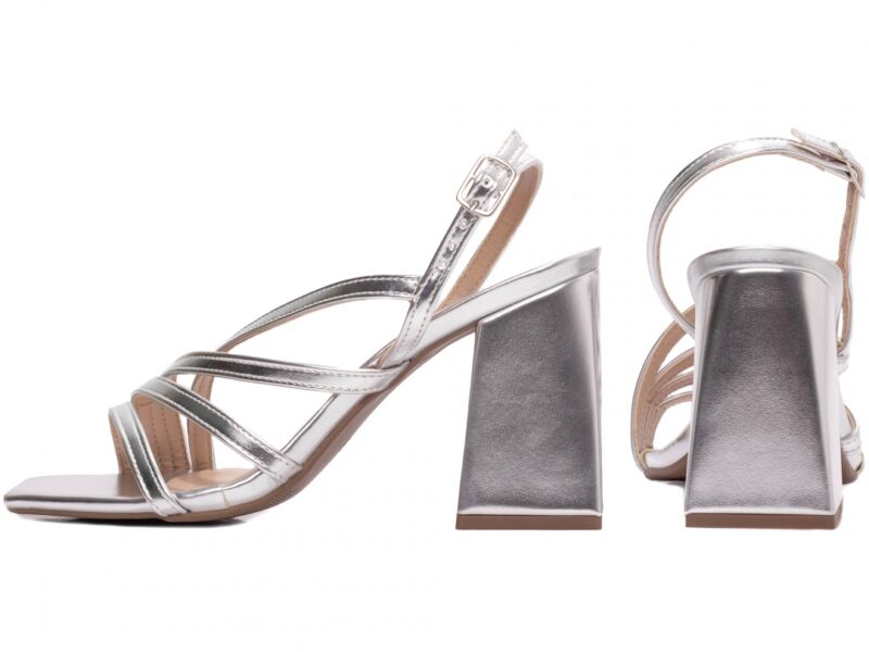 sandália feminina prata vista lateral salto 9cm | VitriNerm