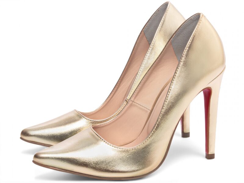 detalhe salto 12cm dourado scarpin feminino | VitriNerm