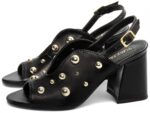 detalhe salto 7cm preta sandália feminina | VitriNerm