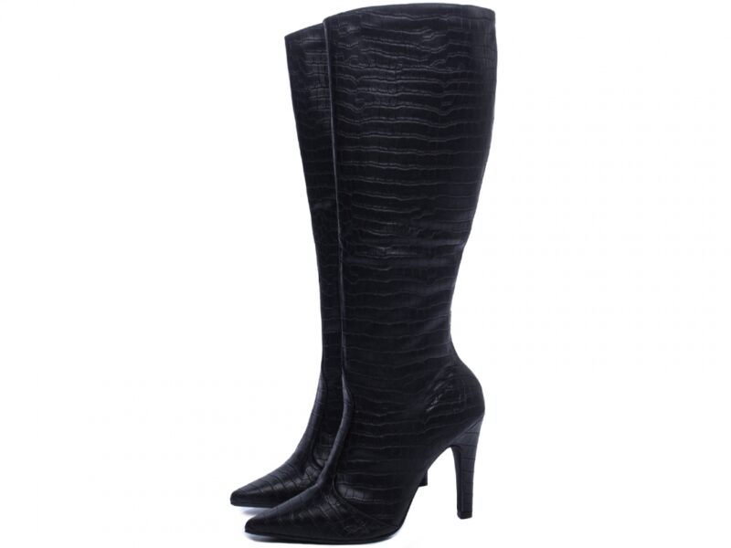 detalhe salto 10cm preta bota feminina | VitriNerm