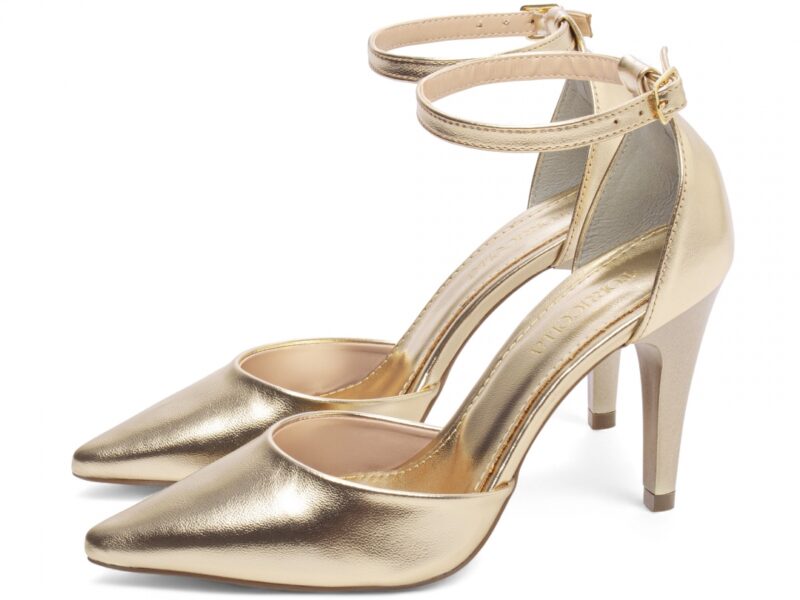 detalhe salto 10cm dourado scarpin feminino | VitriNerm