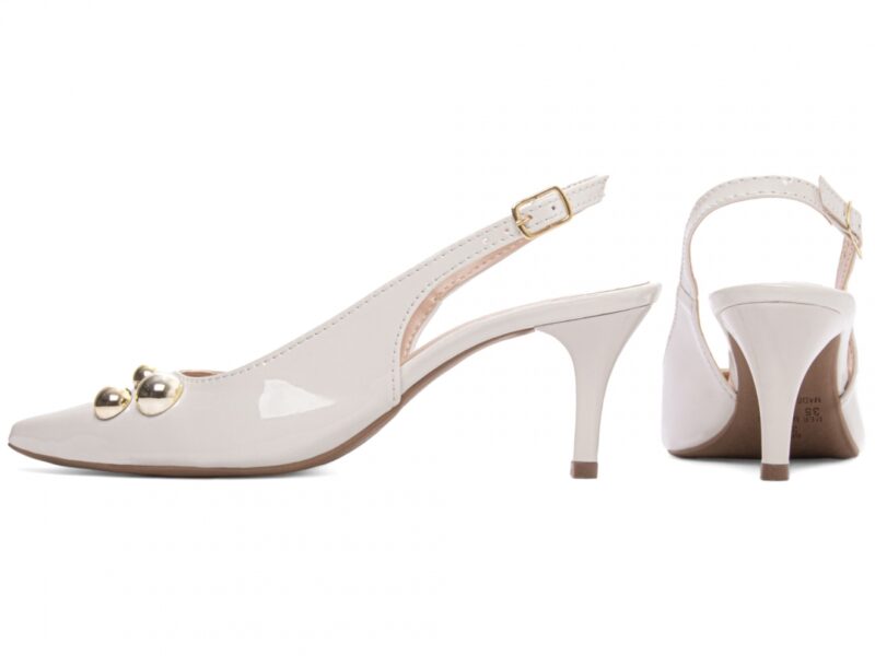 scarpin feminino off white vista lateral salto 6cm | VitriNerm