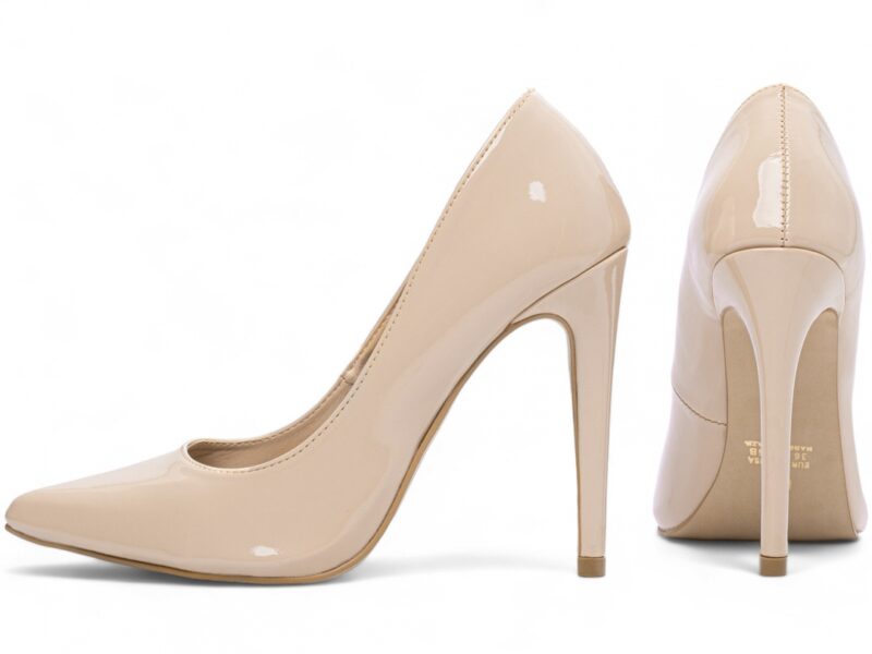 scarpin feminino bege vista lateral salto 12cm | VitriNerm