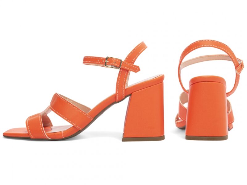 sandália feminina laranja vista lateral salto 7cm | VitriNerm