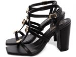 detalhe salto 9cm preta sandália feminina | VitriNerm