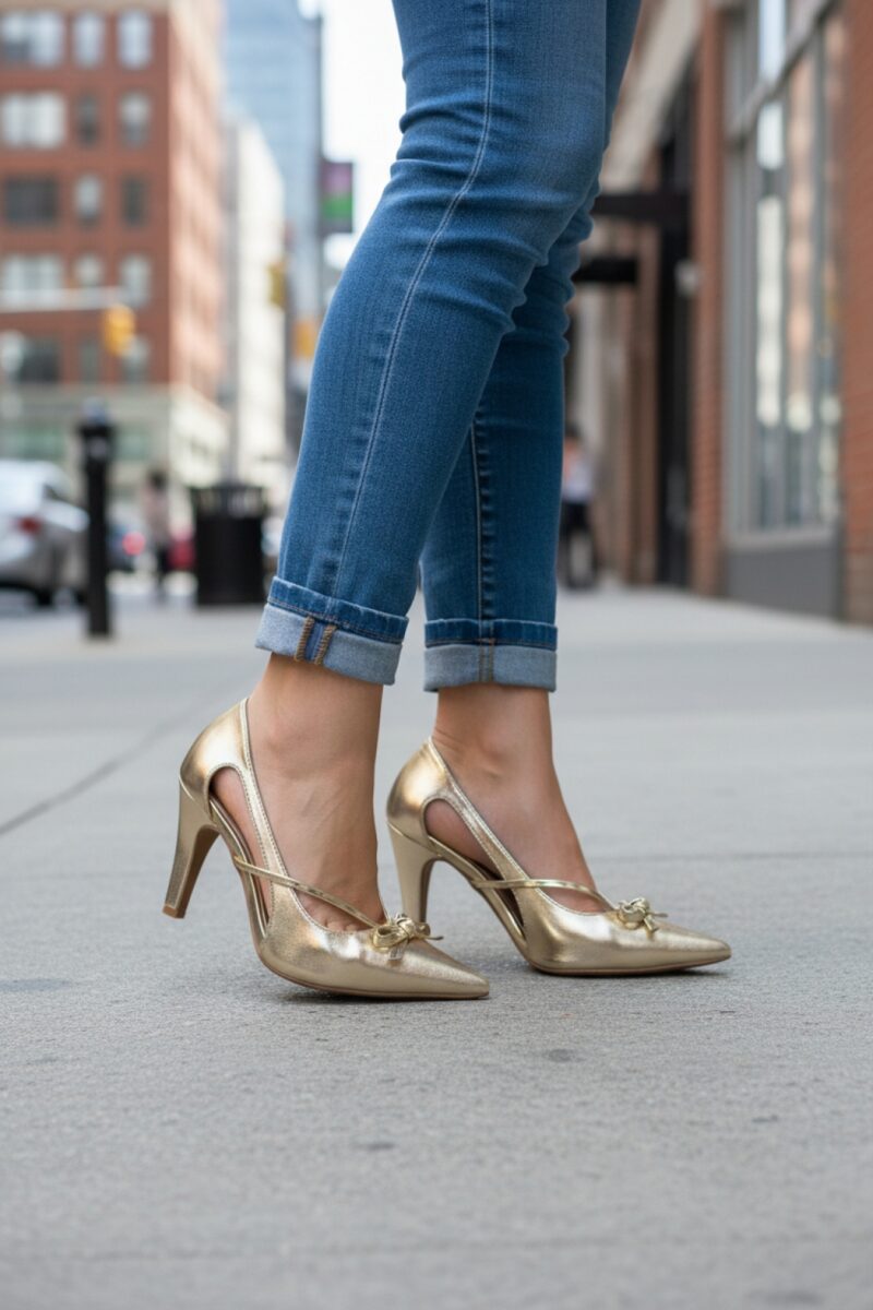 scarpin feminino dourado feminino elegante comprar | VitriNerm