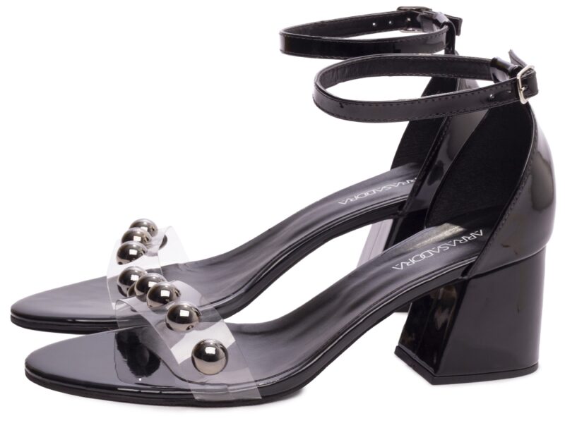 sandália feminina preto vista lateral salto 7cm | VitriNerm