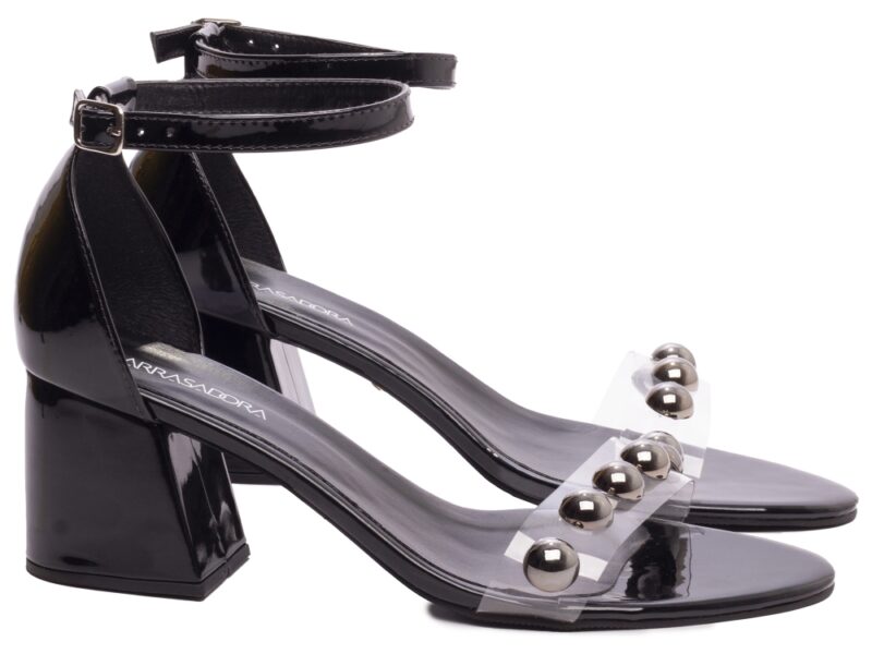 detalhe salto 7cm preto sandália feminina | VitriNerm