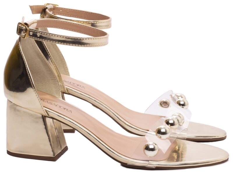 detalhe salto 7cm dourada sandália feminina | VitriNerm
