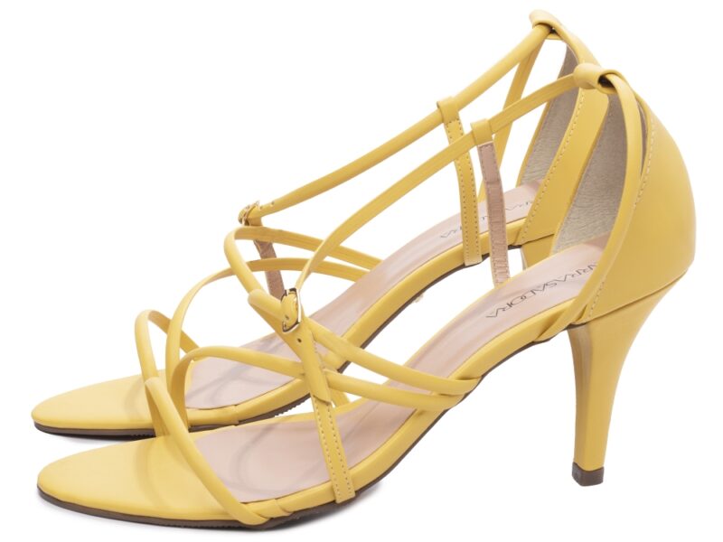 sandália feminina amarelo vista lateral salto 9,5cm | VitriNerm