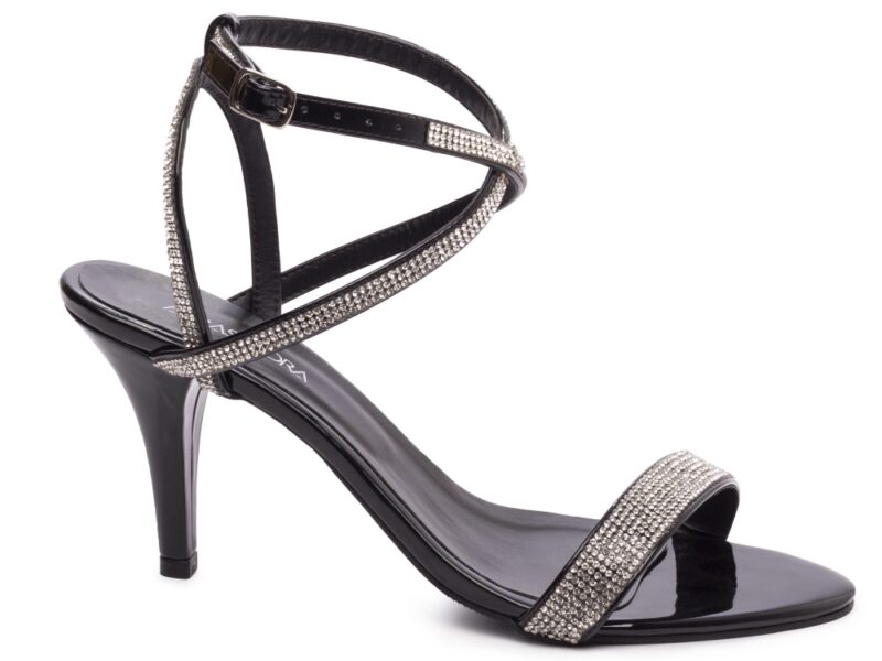 sandália preto salto 9,5cm verniz | VitriNerm