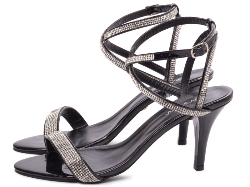 sandália feminina preto vista lateral salto 9,5cm | VitriNerm