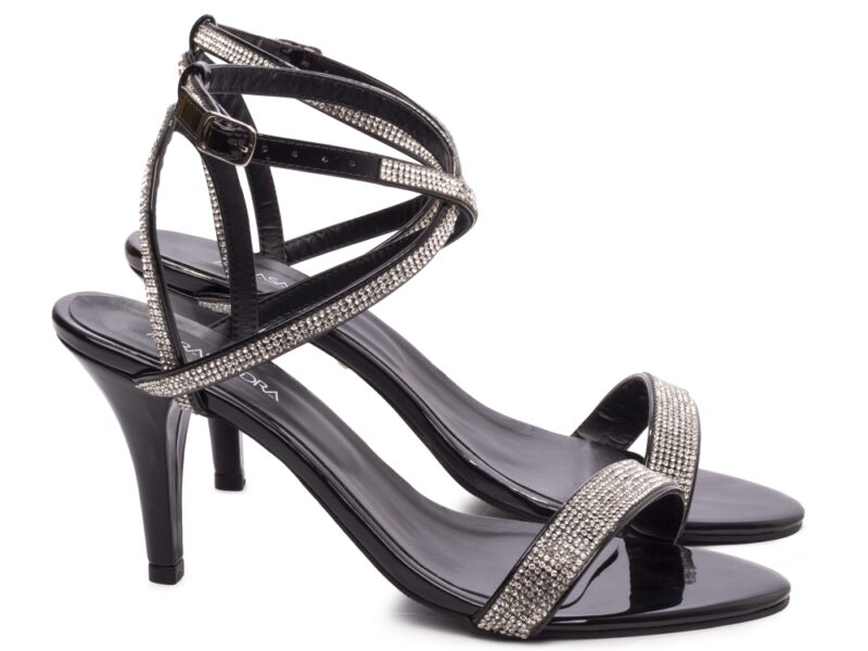 detalhe salto 9,5cm preto sandália feminina | VitriNerm