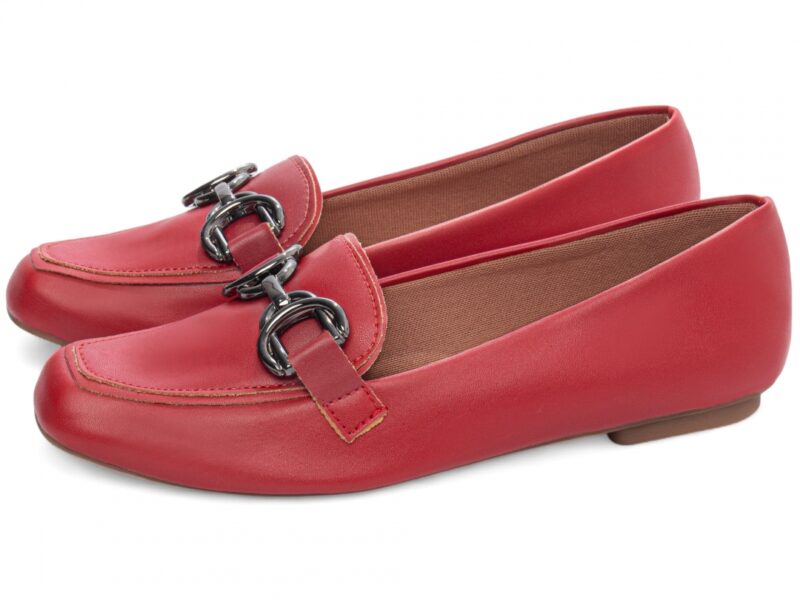 mocassim feminino vermelho vista lateral | VitriNerm