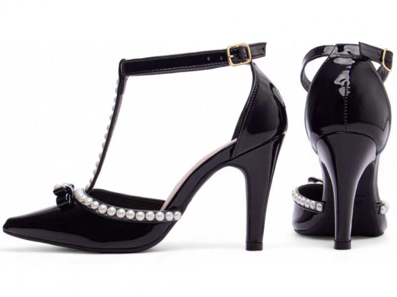 scarpin feminino preto vista lateral salto 9cm | VitriNerm