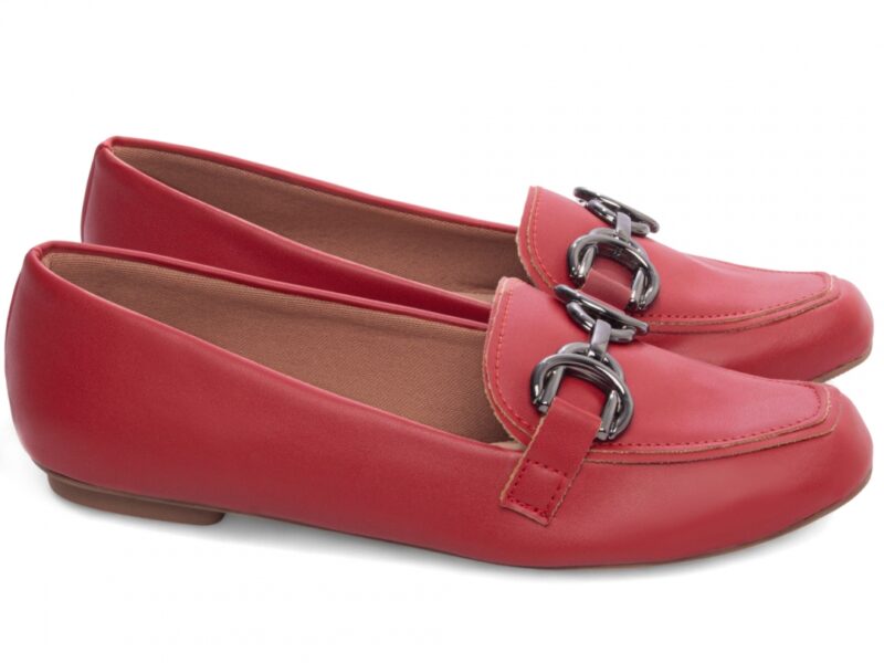 detalhe mocassim feminino vermelho feminino | VitriNerm