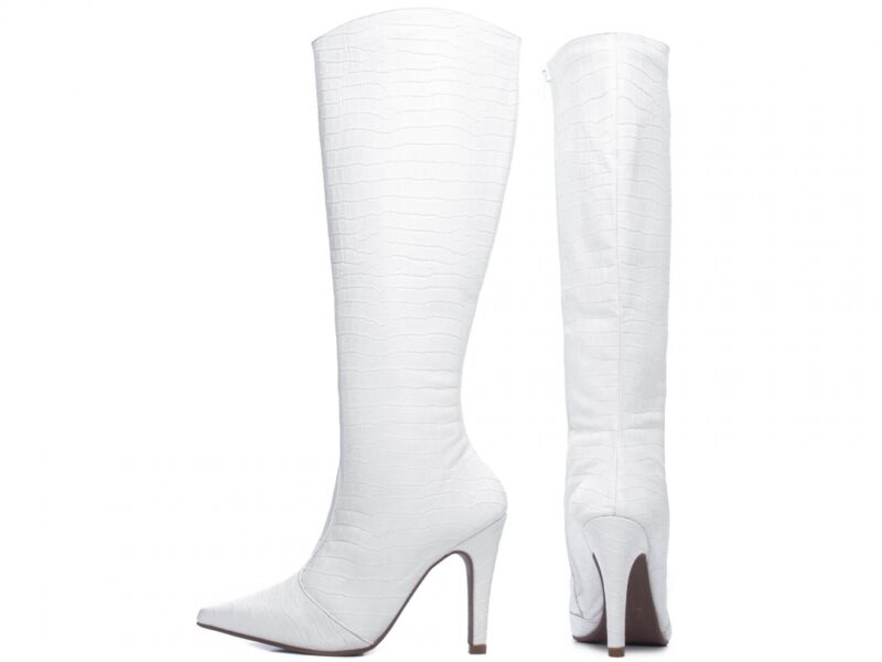 bota feminina branca vista lateral salto 10cm | VitriNerm
