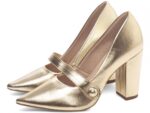 detalhe salto 9cm dourado scarpin feminino | VitriNerm