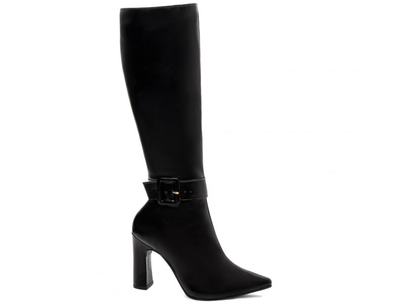 Bota Cano Longo Bico Fino Salto Alto Preta bota preta bico fino napa | VitriNerm