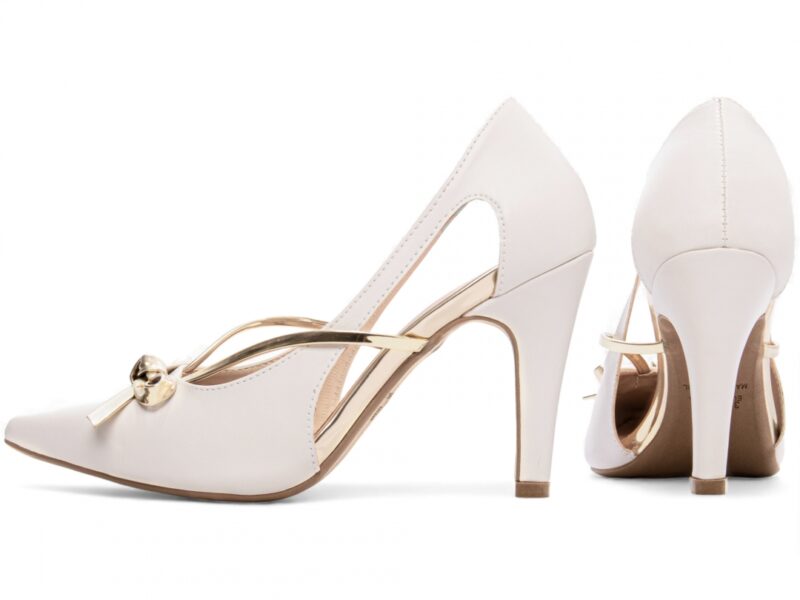 scarpin feminino off white vista lateral salto 9cm | VitriNerm