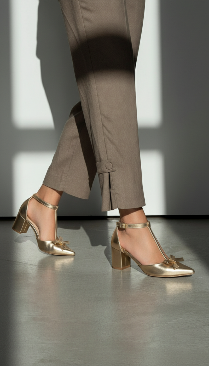 scarpin feminino dourado feminino elegante comprar | VitriNerm
