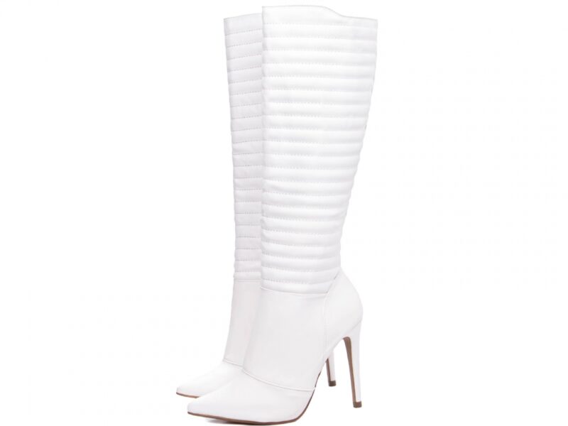 bota feminina branca vista lateral salto 12cm | VitriNerm