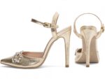 scarpin feminino dourado vista lateral salto 12cm | VitriNerm