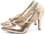 detalhe salto 9cm dourado scarpin feminino | VitriNerm