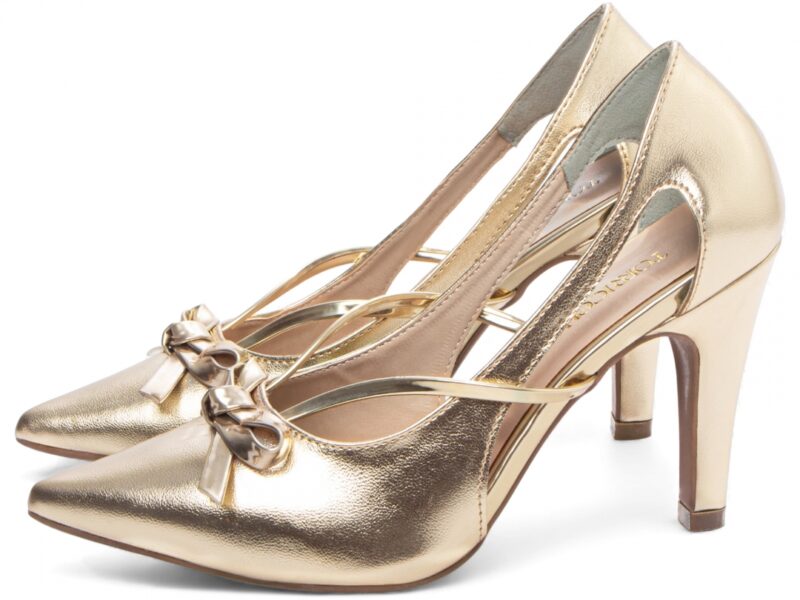 detalhe salto 9cm dourado scarpin feminino | VitriNerm