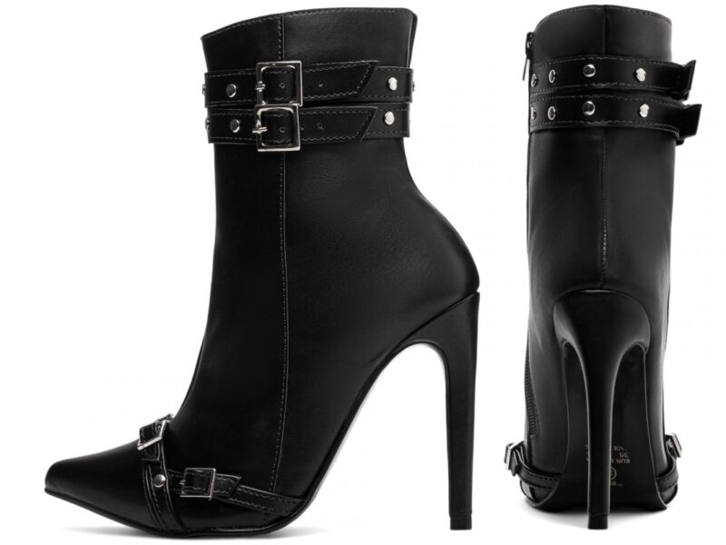 bota feminina preta vista lateral salto 12cm | VitriNerm