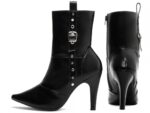 bota feminina preta vista lateral salto 9cm | VitriNerm