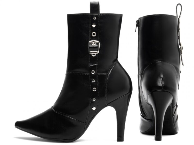 bota feminina preta vista lateral salto 9cm | VitriNerm