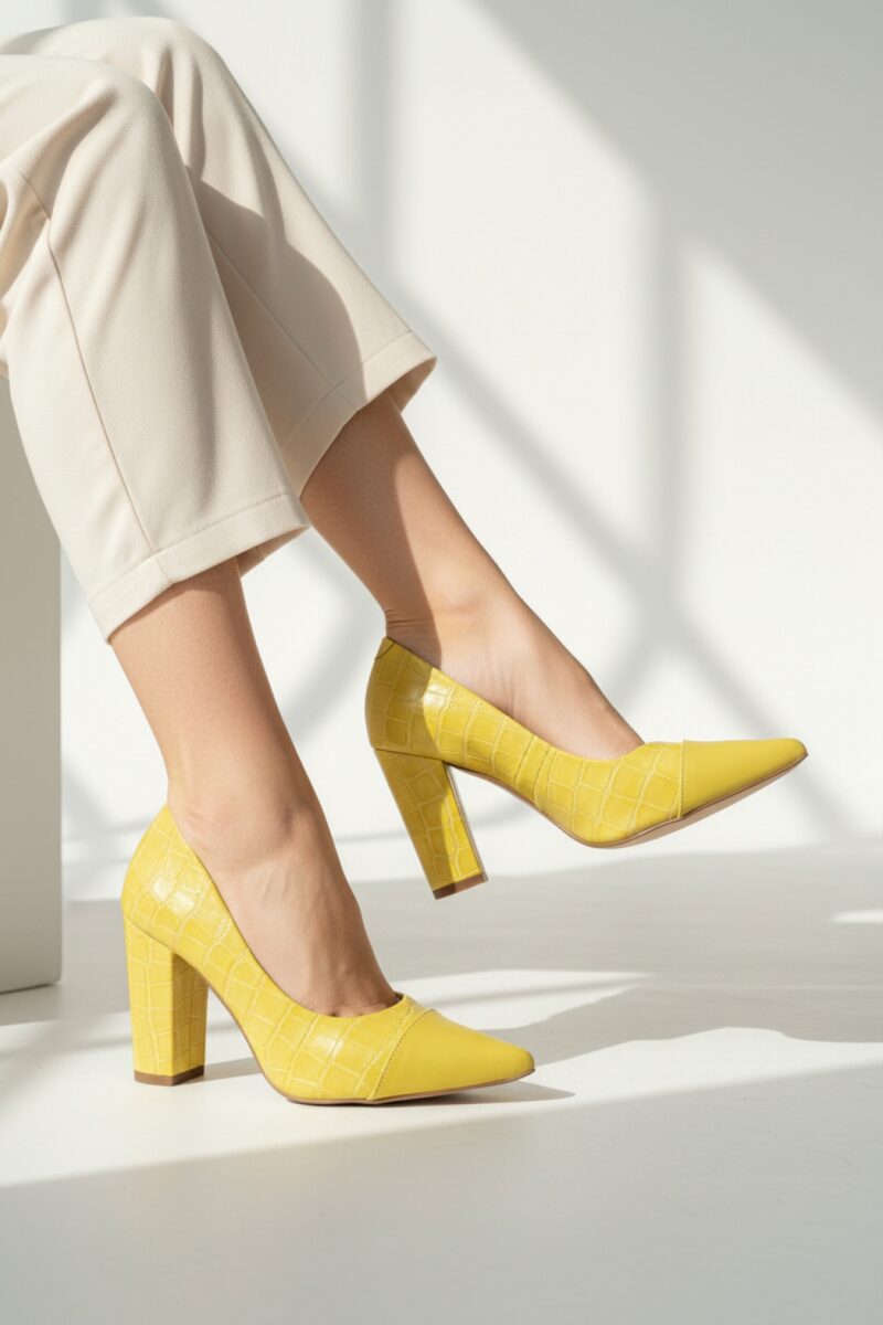scarpin feminino amarelo feminino elegante comprar | VitriNerm