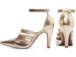 scarpin feminino dourado vista lateral salto 9cm | VitriNerm