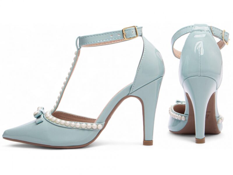 scarpin feminino azul vista lateral salto 9cm | VitriNerm