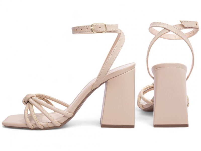 sandália feminina bege vista lateral salto 9cm | VitriNerm
