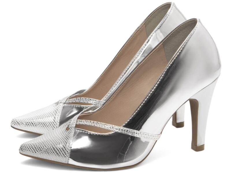 detalhe salto 9cm prata scarpin feminino | VitriNerm