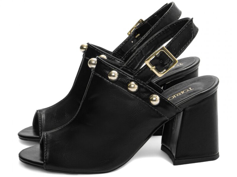 detalhe salto 7cm preto sandália feminina | VitriNerm