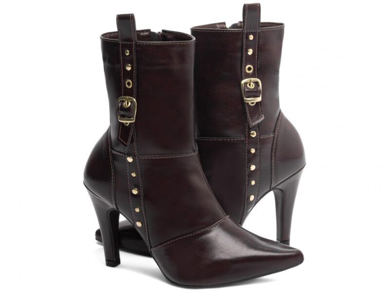 detalhe salto 9cm marrom bota feminina | VitriNerm