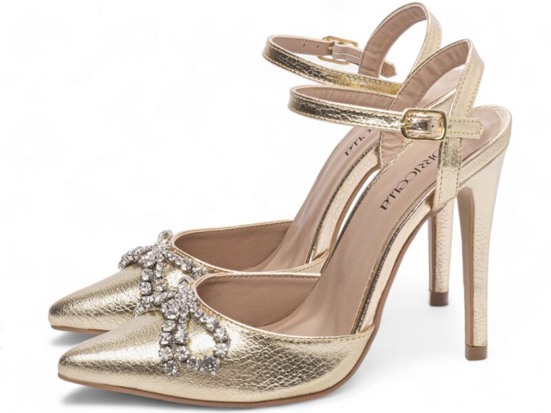 detalhe salto 12cm dourado scarpin feminino | VitriNerm