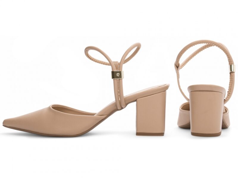 scarpin feminino bege vista lateral salto 6cm | VitriNerm