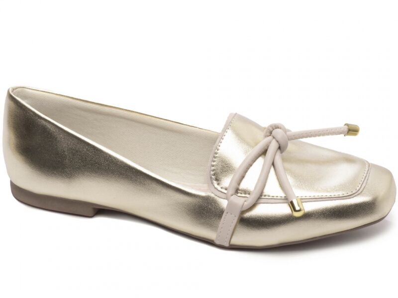 mocassim feminino dourado solado antiderrapante | VitriNerm
