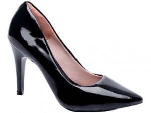 Sapato Scarpin Feminino Verniz Preto Salto Grosso VitriNerm