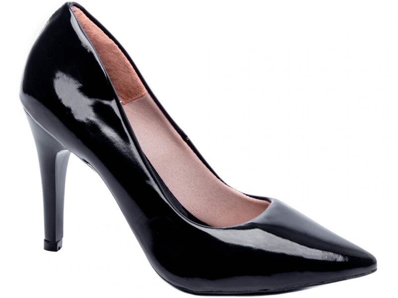Sapato Scarpin Feminino Verniz Preto Salto Grosso VitriNerm