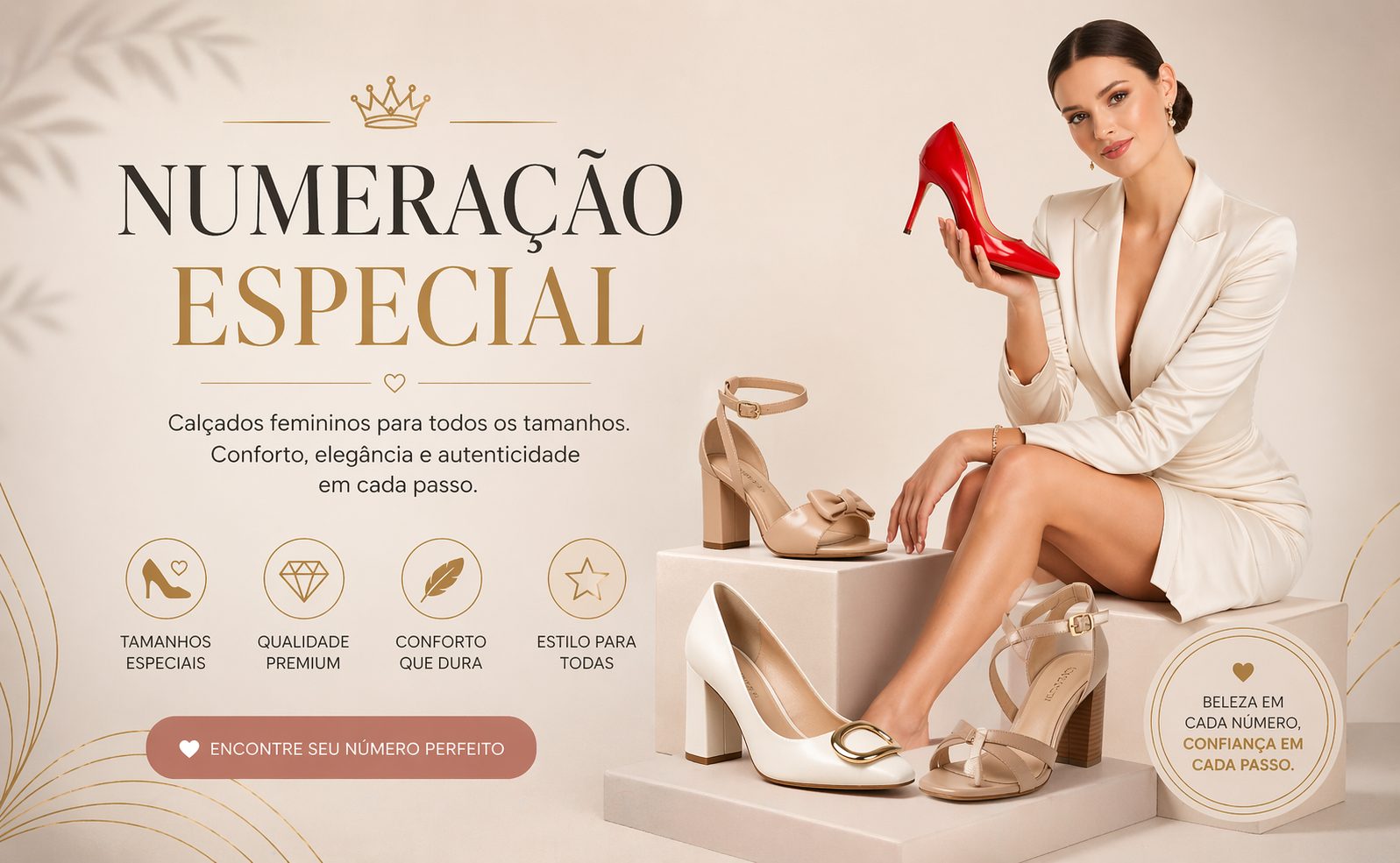 Sapatos femininos em numeração especial com salto elegante e design moderno disponíveis na VitrineRM