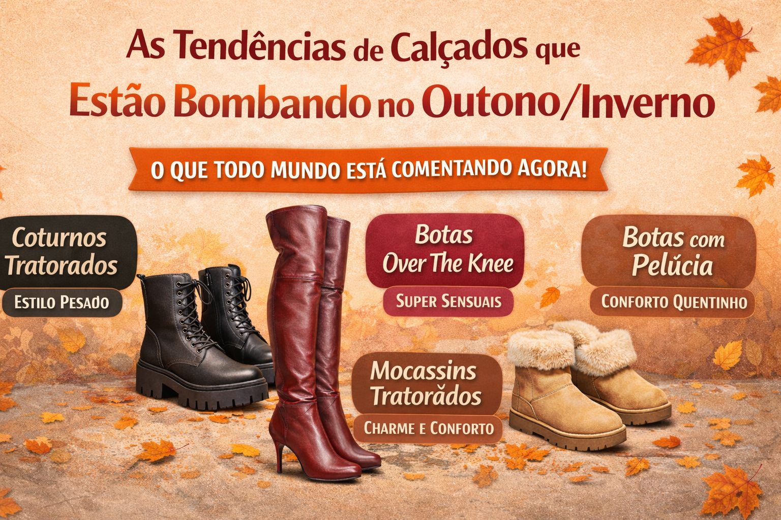 Tendências de calçados outono inverno 2026: mocassim, botas e kitten heel